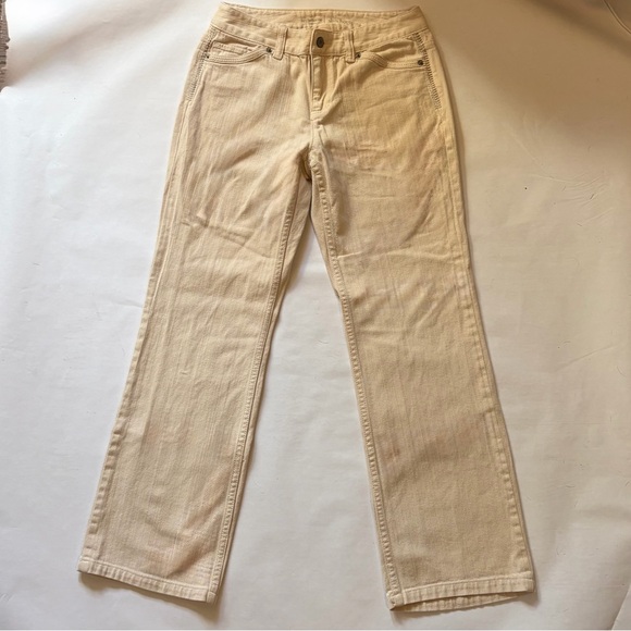 Liz Claiborne Light Beige Cotton Slim Bootcut Jeans With YKK Zipper Women’s Sz 4 - Picture 1 of 10